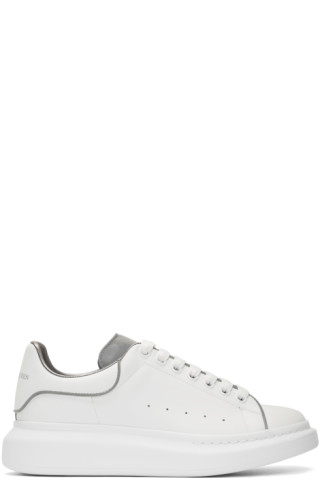 Alexander McQueen: SSENSE Exclusive White & Silver Oversized Sneakers ...
