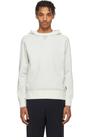 Z Zegna: White Knit Pullover Hoodie | SSENSE