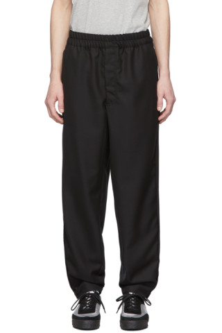 Comme des Garçons Shirt: Black Workstitch Trousers | SSENSE