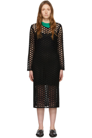 Black Wool Open Knit Polo Maxi Dress by 3.1 Phillip Lim on Sale