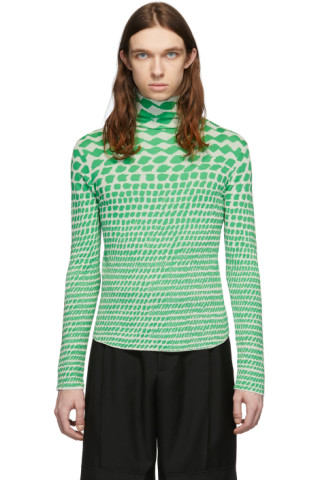 Judy Turner: Green & White Knit Turtleneck | SSENSE