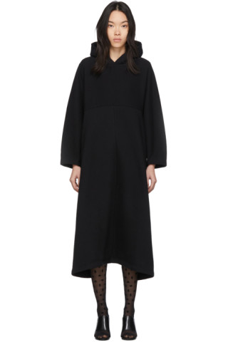 Balenciaga: Black Cocoon Hooded Sweatshirt Dress | SSENSE