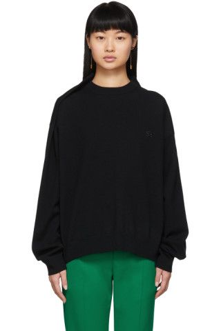 Balenciaga: Black Wool Pinched Shoulder Sweater | SSENSE