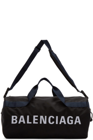 Balenciaga: Black & Navy Wheel Gym Bag | SSENSE