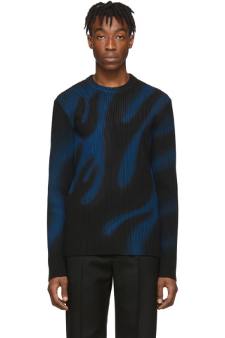 Balenciaga: Black & Blue Flame Sweater | SSENSE