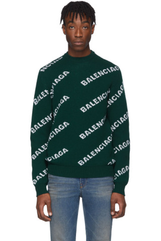 balenciaga jacquard logo crewneck sweater