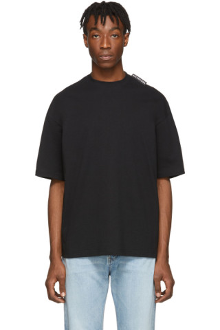 Balenciaga: Black Logo Tab Regular T-Shirt | SSENSE