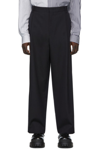 Juun.J: Navy Wool Trousers | SSENSE