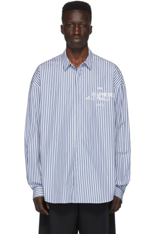 Juun.J: Blue Striped Shirt | SSENSE