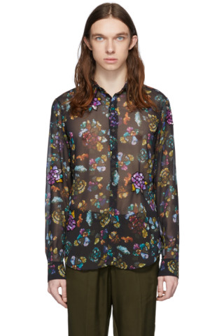 Dries Van Noten: Black Embroidered Floral Shirt | SSENSE