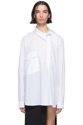 Ann Demeulemeester: White Misplaced Button Down Shirt | SSENSE Canada