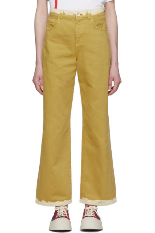 Marni: Yellow Bicolor Denim Jeans | SSENSE