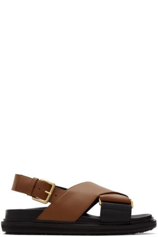 Marni: Brown Fussbett Sandals | SSENSE