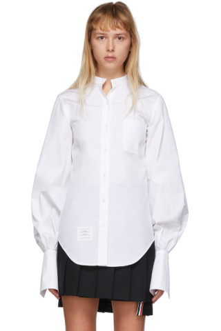 Thom Browne: White Gathered Sleeve Shirt | SSENSE