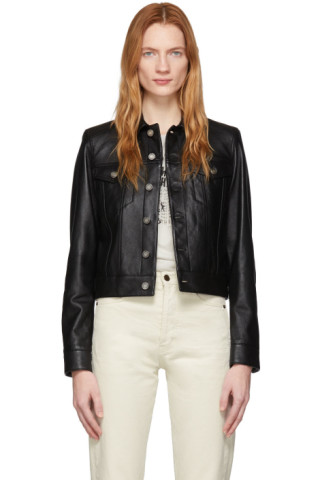 Saint Laurent: Black Leather Classic Jacket | SSENSE