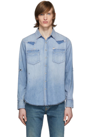 saint laurent oversized denim shirt