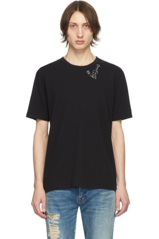 Saint Laurent: Black Guitar Print T-Shirt | SSENSE