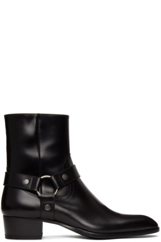 Saint Laurent: Black Wyatt Harness Boots | SSENSE