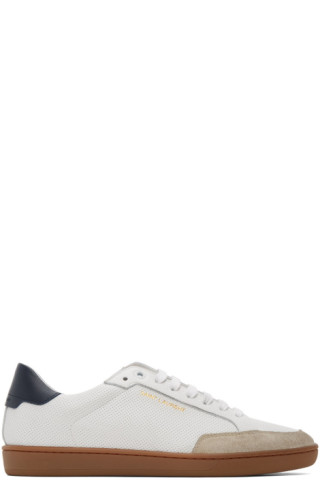 Saint Laurent: White Perforated SL 10 Sneakers | SSENSE