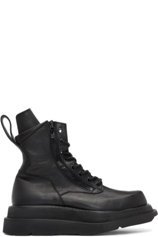 Julius: Black Wide Sole Combat Boots | SSENSE