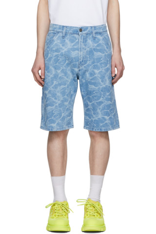 MSGM: Blue Denim Water Effect Shorts | SSENSE