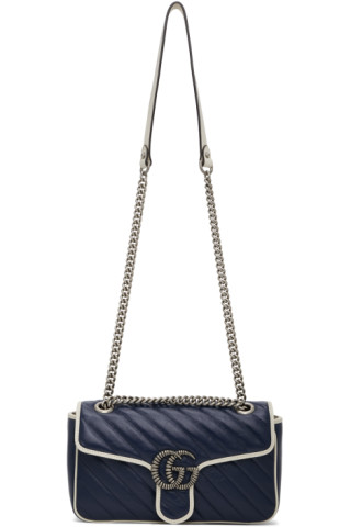 Gucci: Blue Torchon GG Marmont Bag | SSENSE