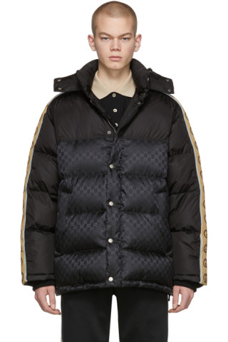 Gucci: Black Down 'GG' Jacquard Coat | SSENSE