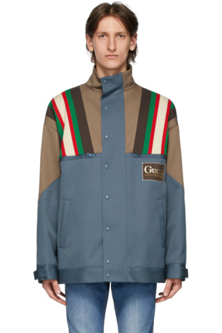 Gucci: Blue & Brown Drill 70s Jacket | SSENSE