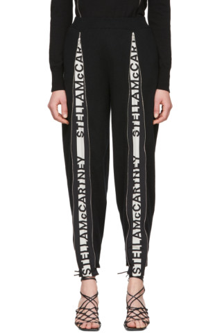 Stella McCartney: Black Wool Zip Logo Lounge Pants | SSENSE