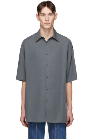 Valentino: Grey Lyocell Short Sleeve Shirt | SSENSE