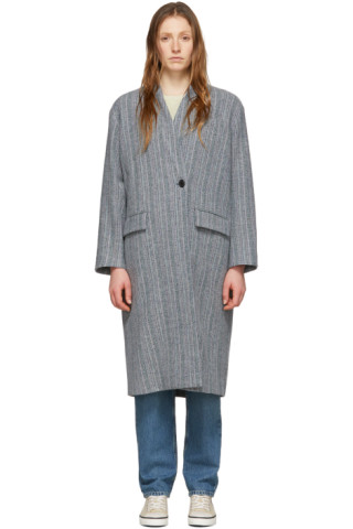 Isabel Marant Etoile: Grey Wool Henlo Coat | SSENSE Canada