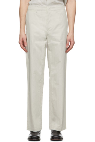 LEMAIRE: Off-White Straight-Leg Chino Trousers | SSENSE