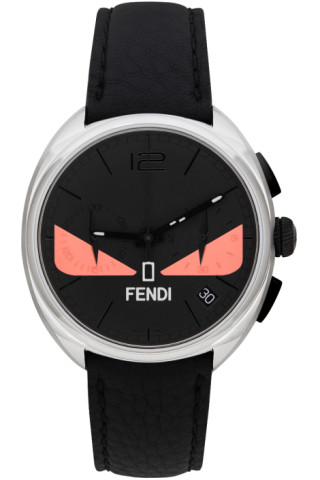 Fendi: Black & Pink 'Momento Fendi' Bugs Chronograph Watch | SSENSE