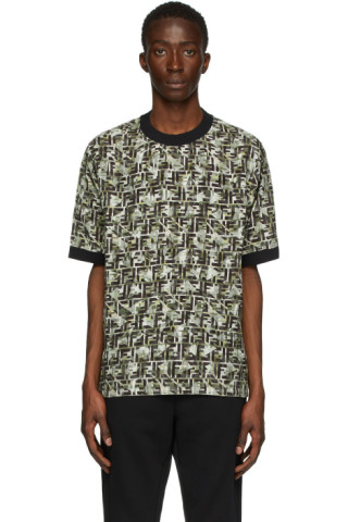 Fendi: Green Viscose FF T-Shirt | SSENSE