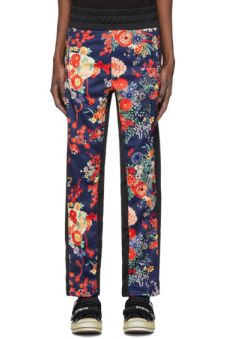 Palm Angels: Blue & Black Blooming Lounge Pants | SSENSE