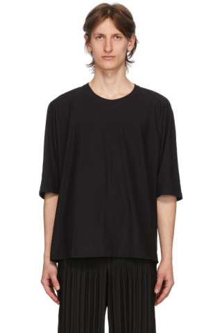 Homme Plissé Issey Miyake: Black Release Basic T-Shirt | SSENSE