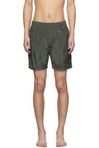 Stone Island: Green Nylon Swim Shorts | SSENSE