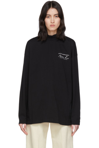 Martine Rose: Black Funnel Neck T-Shirt | SSENSE