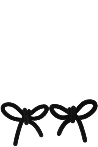 Shushu/Tong: SSENSE Exclusive Black YVMIN Edition Velvet Bow Earrings