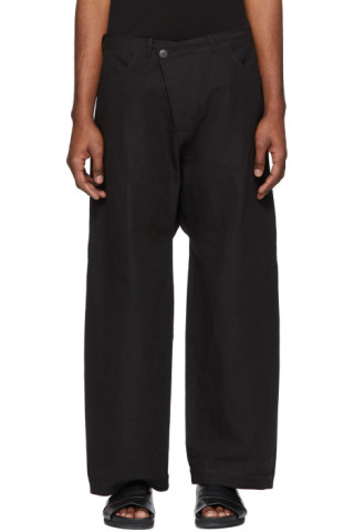 Jan-Jan Van Essche: Black Bamboo Cloth Trousers | SSENSE