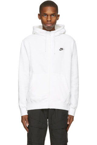 White Zipped Sportswear Club Hoodie by Nike on Sale