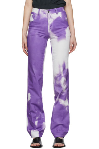 Ottolinger: Purple & White Five Pocket Jeans | SSENSE