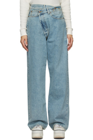 R13: Blue Cross Over Jeans | SSENSE