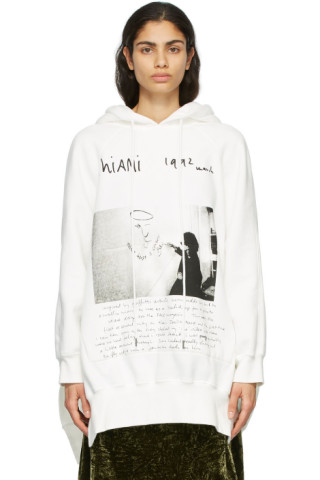 R13: White Anton Corbijn Edition U2 Miami Cape Hoodie | SSENSE