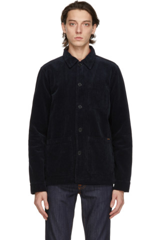 Nudie Jeans: Navy Corduroy Barney Worker Jacket | SSENSE