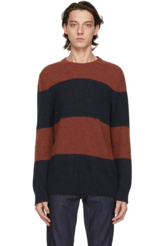 Nudie Jeans: Navy Wool & Alpaca Hampus Block Sweater | SSENSE