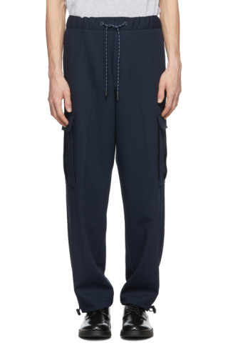 BOSS: Navy Wool Exit 64 Cargo Pants | SSENSE