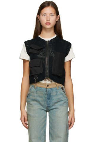 Reese Cooper: Black Wool Utility Vest | SSENSE