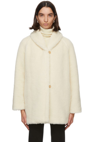 Max Mara: Off-White Alpaca & Silk Teddy Coat | SSENSE