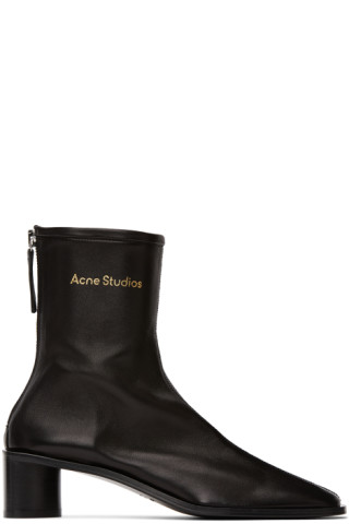 Acne Studios: Black Branded Heel Boots | SSENSE
